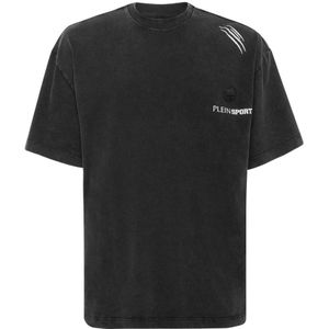 Plein Sport, Heren, Tops, Zwart, Maat: S Katoen,