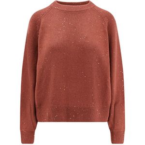 Brunello Cucinelli, Dames, Truien, Bruin, Maat: L Zijde,