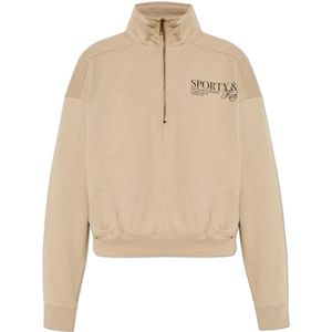 Sporty & Rich, unisex, Sweatshirts & Hoodies, Beige, Maat: L Katoen,