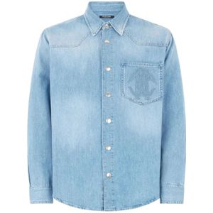 Roberto Cavalli, Heren, Overhemden, Blauw, Maat: L Denim,