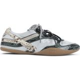 Miu Miu Low-Top Sneakers - Laced Grey Sneakers With Snake-Print Overlays in grijs