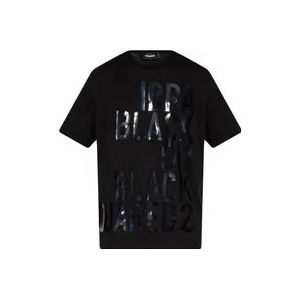 Dsquared2 Bedrukt T-shirt , Black , Heren , Maat: XS