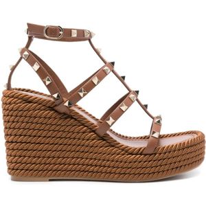 Valentino Garavani - Rockstud Ankle Strap Sandalen - Bruin - Kalfsleer