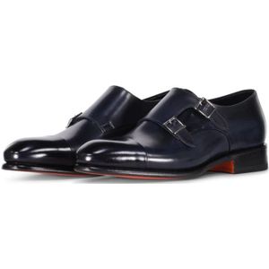 Santoni Leren Dubbele Monkstraps Elegante Stijl , Blue , Heren , Maat: 43 EU