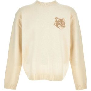 Maison Kitsuné, Heren, Truien, Beige, Maat: S Wol,