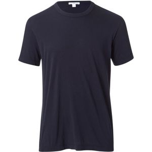 James Perse - Crewneck T-Shirt - Blauw - Lichtgewicht Katoen