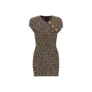 Balmain Tweed Gouden Jurk , Brown , Dames , Maat: M