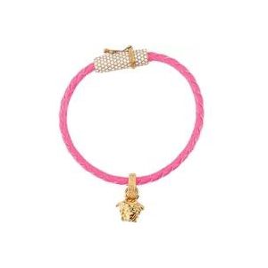 Versace Gevlochten Medusa Bedel Armband , Pink , Dames , Maat: M