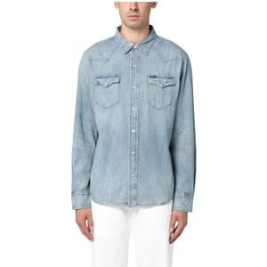 Polo Ralph Lauren, Heren, Overhemden, Blauw, Maat: S Denim,