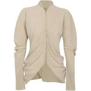 Cortana, Dames, Blouses & Shirts, Beige, Maat: M Zijde,