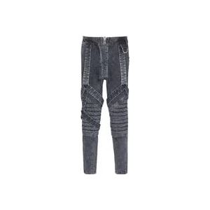 Balmain Cotton slim-fit jeans with straps , Black , Heren , Maat: W36