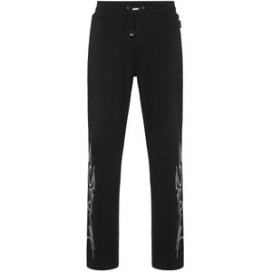 Philipp Plein, Heren, Broeken, Zwart, Maat: M Katoen,