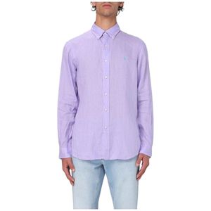 Polo Ralph Lauren, Heren, Overhemden, Paars, Maat: M Linnen,