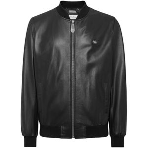 Philipp Plein, Heren, Jassen, Zwart, Maat: M Leer,