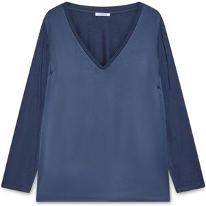 Fiorella Rubino, Dames, Blouses & Shirts, Blauw, Maat: S Tweed,