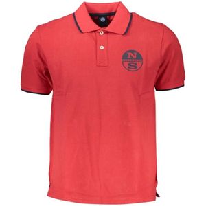 Poloshirt - Rood - Katoen - Korte Mouwen - 2 Knopen - Stijlvolle Print