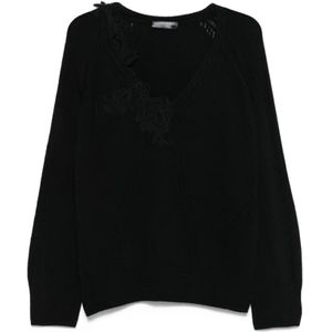 Ermanno Scervino, Dames, Truien, Zwart, Maat: S Wol,