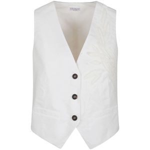 Brunello Cucinelli, Dames, Jassen, Wit, Maat: XS Katoen,