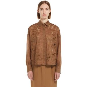 Max Mara, Dames, Blouses & Shirts, Bruin, Maat: 2XL Leer,