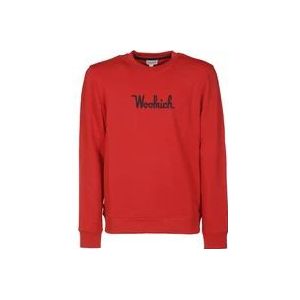 Woolrich Essential Ronde Hals Sweatshirt voor Heren , Red , Heren , Maat: XL