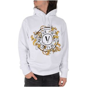 Versace Jeans Couture, Heren, Sweatshirts & Hoodies, Wit, Maat: M Katoen,