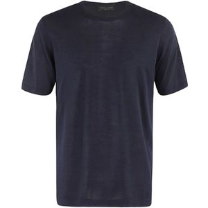 Roberto Collina, Heren, Tops, Blauw, Maat: S Katoen,