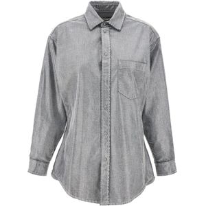 Darkpark, Dames, Blouses & Shirts, Grijs, Maat: S Katoen,