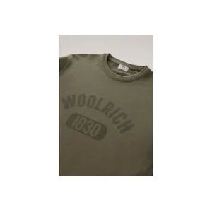 Woolrich Groene Crewneck Sweatshirt Garment Geverfd , Green , Heren , Maat: L