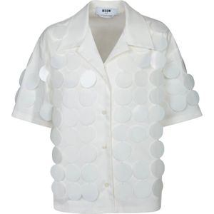 Msgm, Dames, Blouses & Shirts, Wit, Maat: XS Katoen,