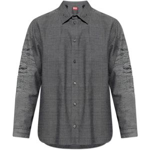 Diesel, Heren, Overhemden, Grijs, Maat: S Katoen,