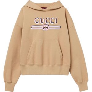 Gucci, Dames, Sweatshirts & Hoodies, Beige, Maat: M Katoen,