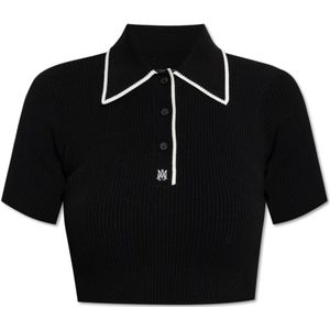 Amiri, Dames, Tops, Zwart, Maat: XS Leer,