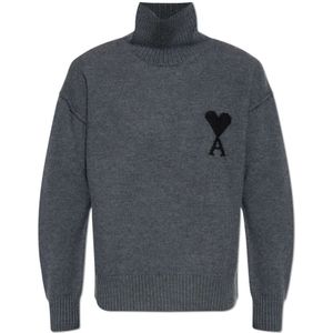 Ami Paris, unisex, Truien, Grijs, Maat: XS Wol,