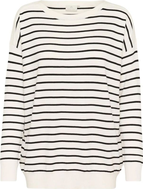 Kaffe - Gebreide Trui - Ronde Hals - Lange Mouwen - Strepen