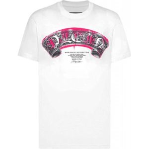 Philipp Plein, Heren, Tops, Wit, Maat: L Katoen,