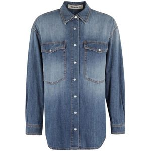 Semicouture, Dames, Blouses & Shirts, Blauw, Maat: 2XS