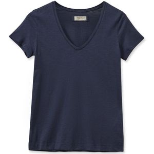 MOS Mosh - Arden V-Ss Tee - T-Shirt - Navy - Katoen
