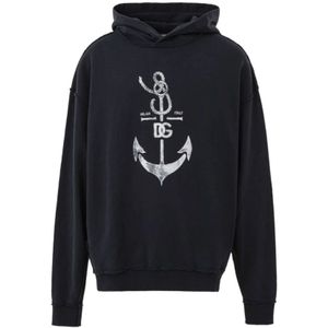 Dolce & Gabbana, Heren, Sweatshirts & Hoodies, Blauw, Maat: L Jersey,