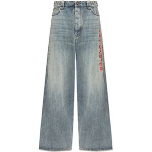 Balenciaga, Heren, Jeans, Blauw, Maat: XS Leer,