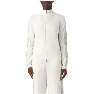 Elisabetta Franchi, Dames, Truien, Wit, Maat: S Katoen,