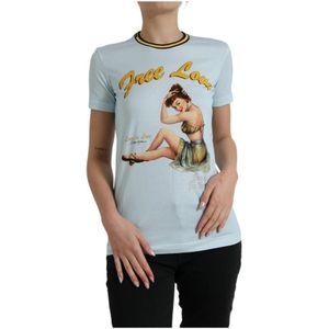 Dolce & Gabbana - T-shirt - Lichtblauw - 100% Katoen