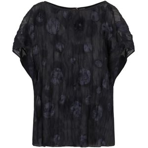Emporio Armani - Polka-dot Jacquard Blouse - Blauw - Polyester