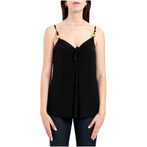 Simona Corsellini, Dames, Tops, Zwart, Maat: M Leer,