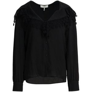 Chloé, Dames, Blouses & Shirts, Zwart, Maat: S Katoen,
