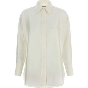 Alberto Biani, Dames, Blouses & Shirts, Wit, Maat: L Zijde,