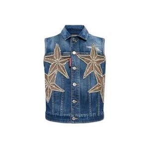 Dsquared2 Geappliqueerd vest , Blue , Dames , Maat: XS