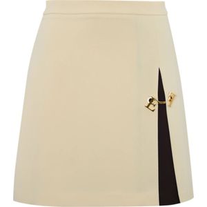 Elisabetta Franchi, Dames, Rokken, Beige, Maat: S Satijn,