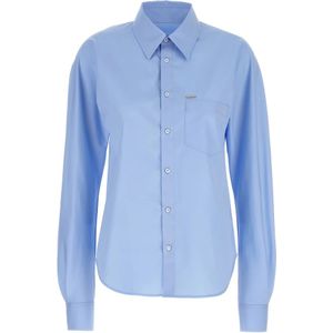 Dsquared2, Dames, Blouses & Shirts, Blauw, Maat: 2XS Katoen,