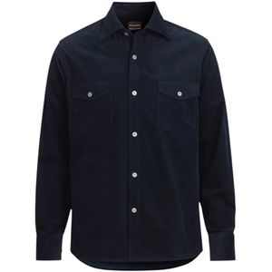 Oscar Jacobson, Heren, Overhemden, Blauw, Maat: S Corduroy,