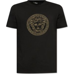 Versace, Heren, Tops, Zwart, Maat: L Katoen,